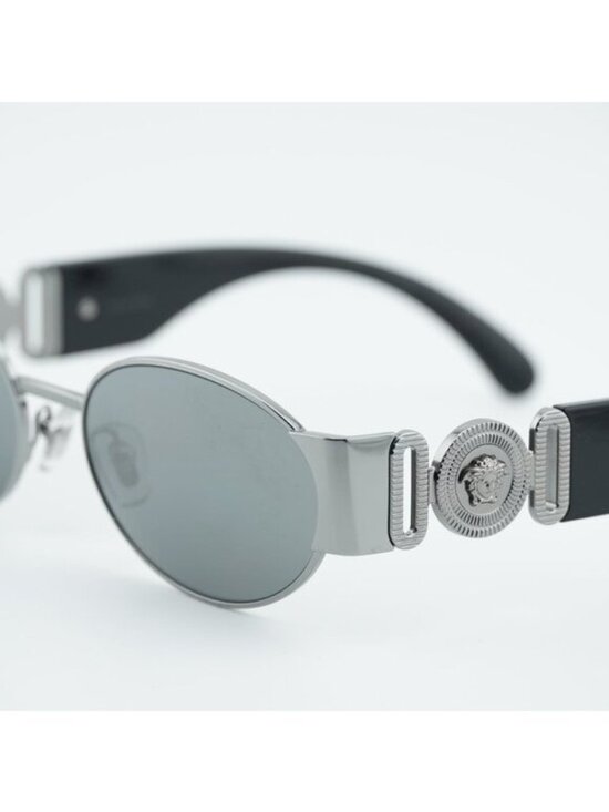 Versace VE2299 10016G Sunglasses Gunmetal Oval Frame, Grey Silver Mirror Lenses main image 5
